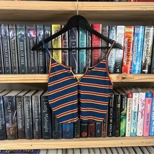 NWT Romwe Multicolor Striped Ribbed Crop Top Tank Top Size Medium